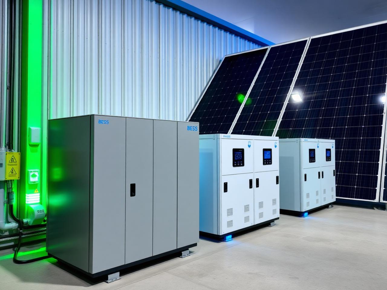 Battery Energy Storage System with solar panels